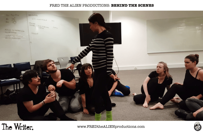 Kerrie Gee rehearsing her role as the imaginative Evil Queen Elizabeth.